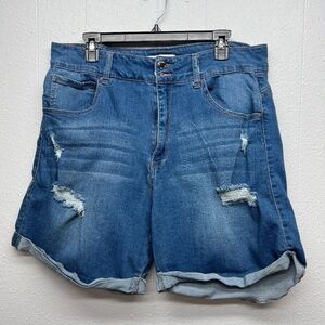 C'est Toi Distressed High Rise 5-Pocket Cut-Off Women's Denim Shorts Size 3XL